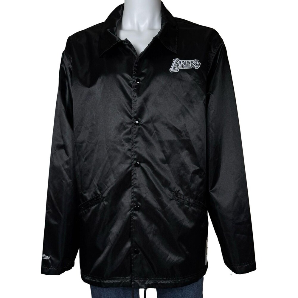 LA Lakers Mens 3XL Jacket Mitchell & Ness Doodle Coaches Satin Black New